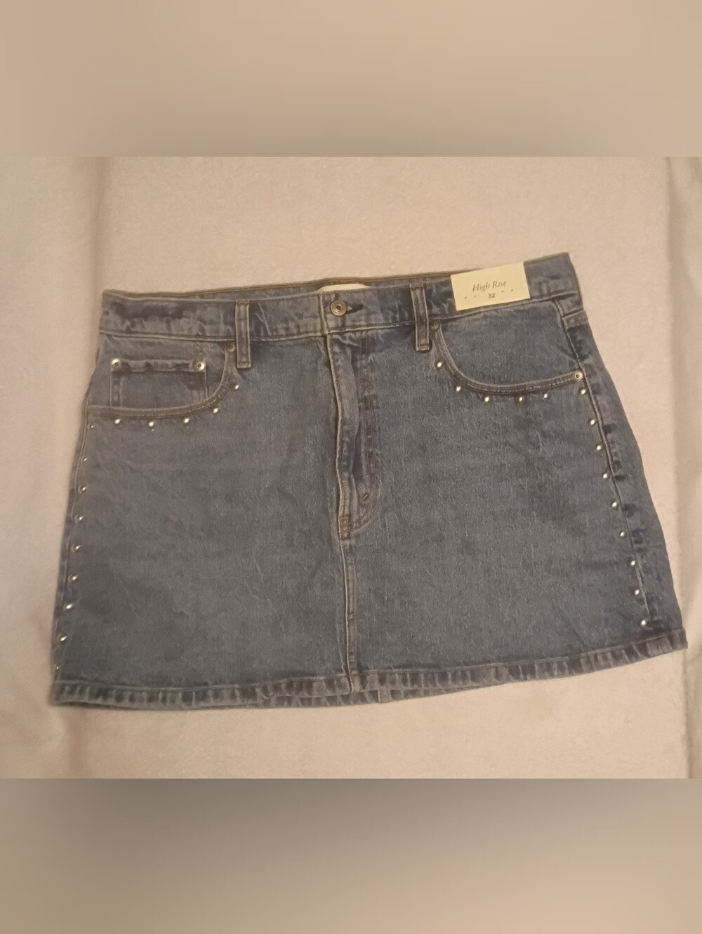 Abercrombie & Fitch Studded Denim Mini Skirt